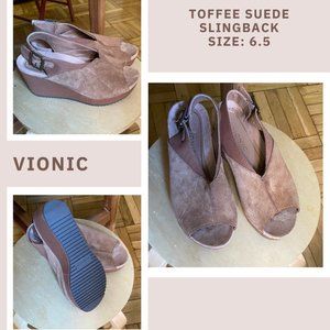 Vionic Women's Trixie Suede Slingback Wedge 